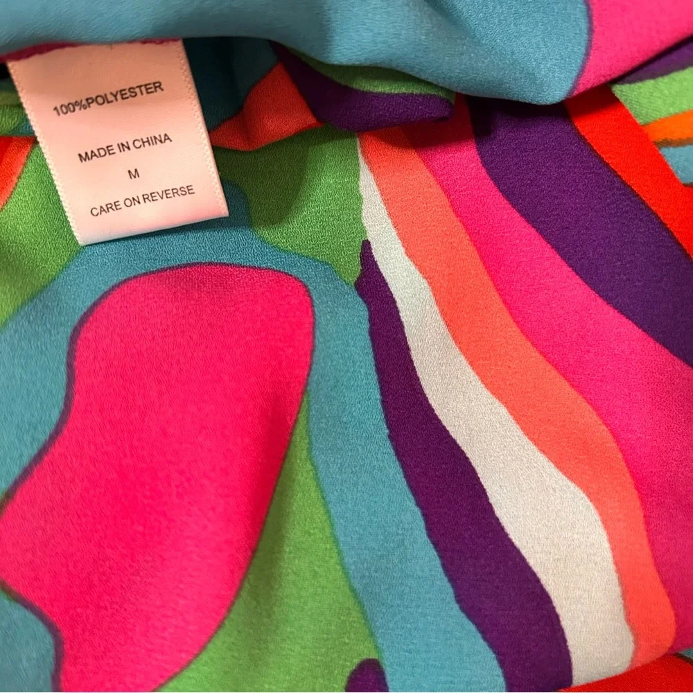 New York & Company Colorful Swirl Button Down Shirt - Size Medium - Picture 7 of 8